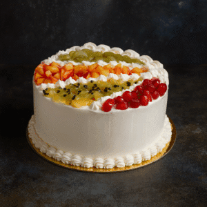 Fresh fruit cake with fruits of the season