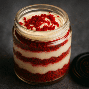Red velvet cheesecake dessert jar